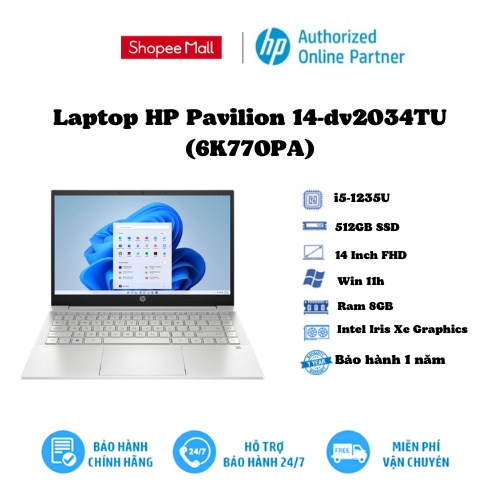 Laptop HP Pavilion 14-dv2034TU/ 14-dv2032TU/ Warm Gold/ RAM 8GB