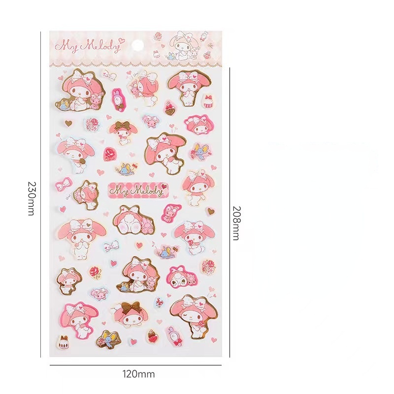 Sticker Dán Tường Họa Tiết Hoạt Hình Sanrio Kuromi Melody Cinnamoroll