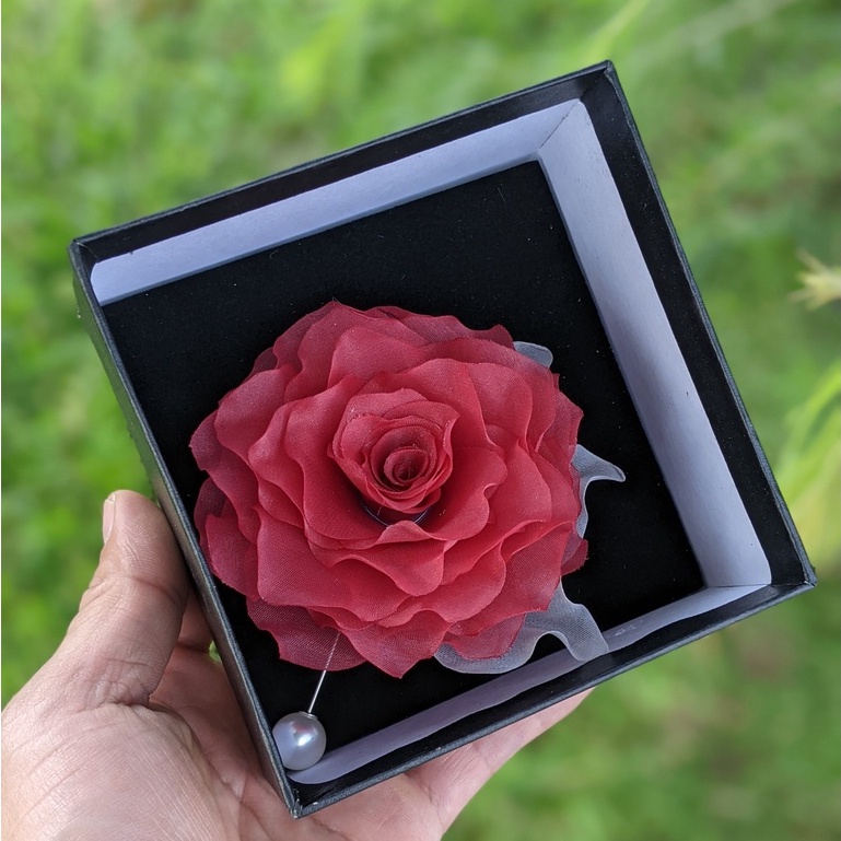 Hoa cài áo váy handmade vải voan cao cấp