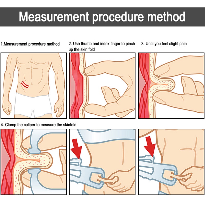 Thước Cặp Đo Mỡ Cơ Thể 4 Màu Bằng Nhựa Chống Trượt / Bền Bỉ