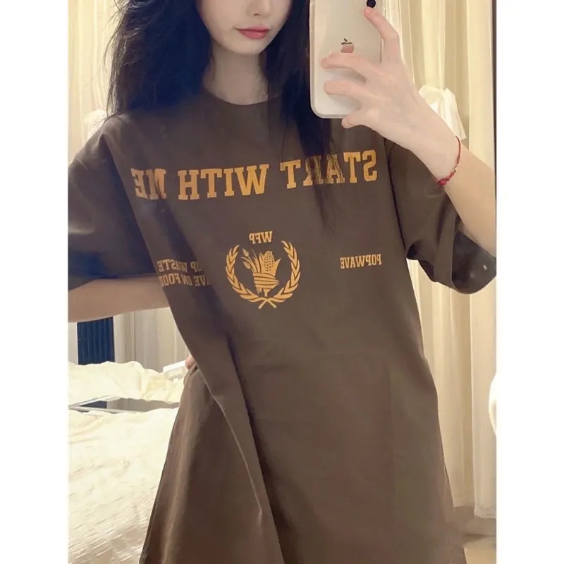 NRVP Áo Thun 100% Cotton Tay Ngắn Dáng Rộng Phong Cách Hàn Quốc Mới