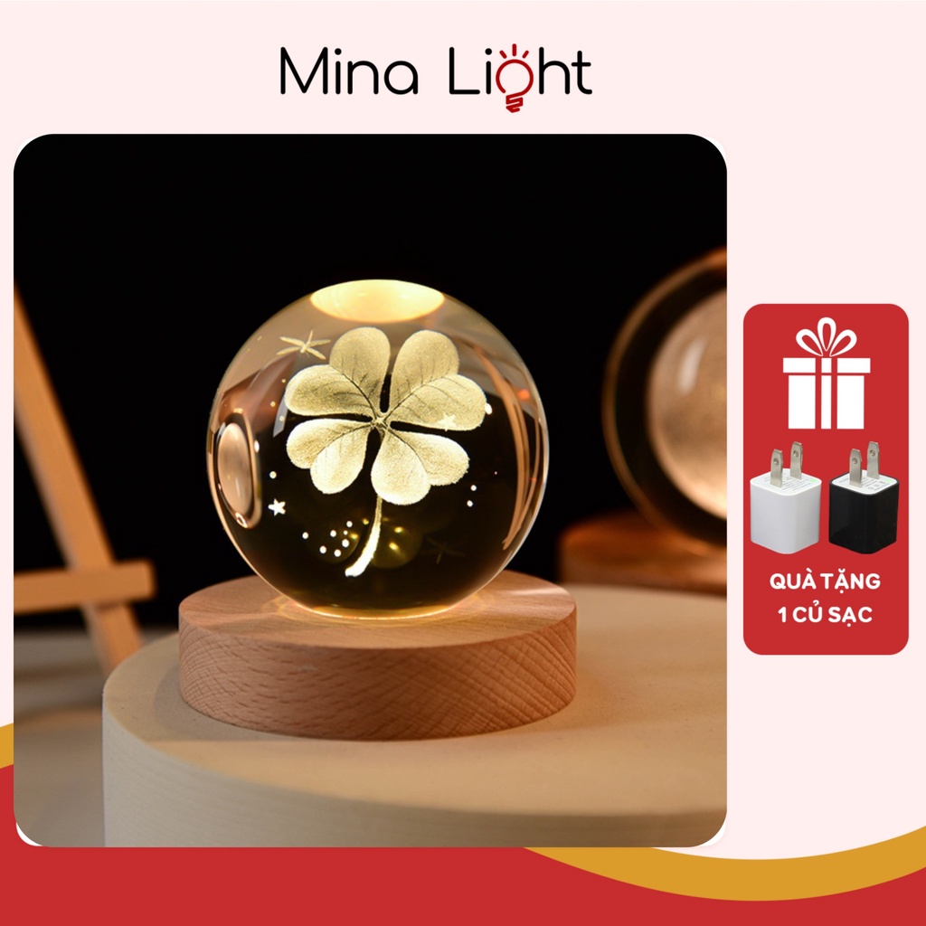 Quả cầu pha lê phát sáng, đèn ngủ 3d để bàn đèn led trang trí phòng ngủ phòng khách siêu dễ thương