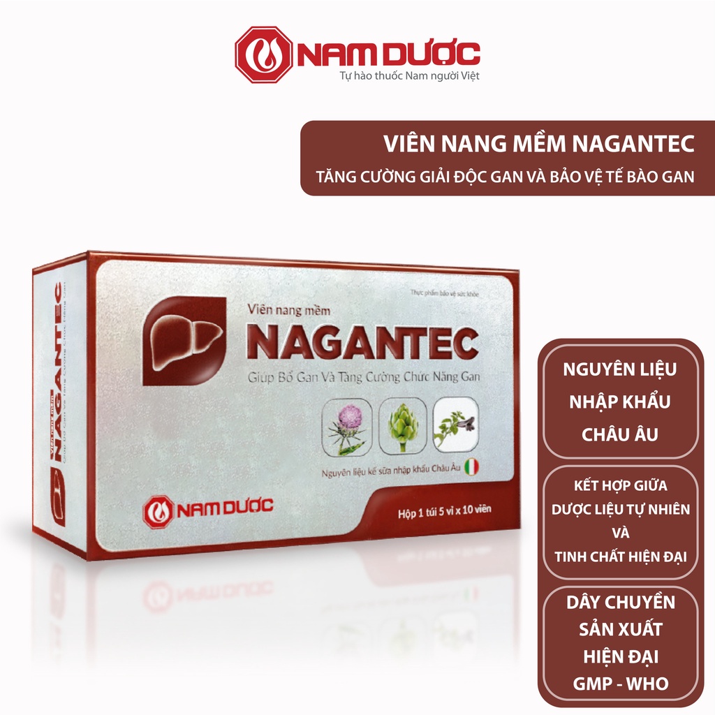 Viên nang mềm Nagantec Nam Dược giúp bổ gan và tăng cường chức năng gan hộp 50 viên