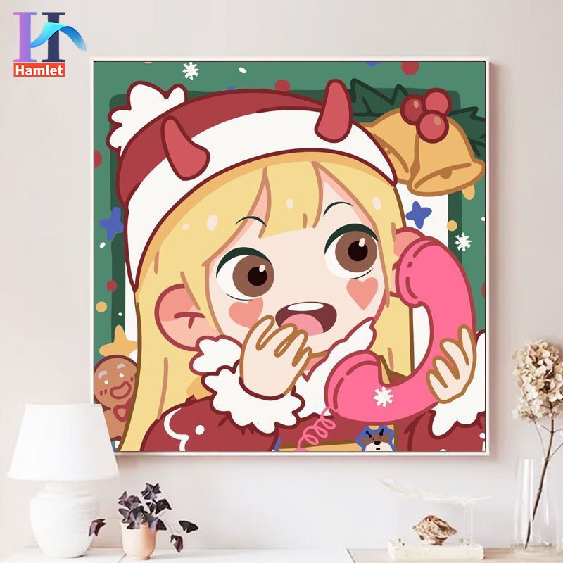 Set tranh tô màu số hóa DIY HAMLET hình cặp đôi Giáng Sinh tùy chọn làm quà tặng trẻ em trang trí nhà cửa