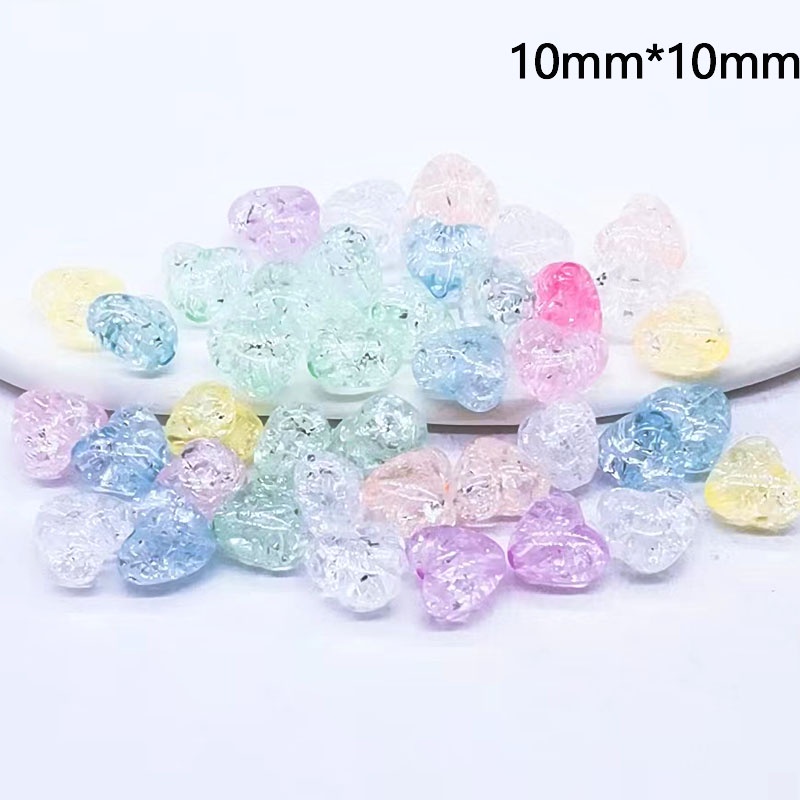Túi 20 hạt xỏ lỗ hình trái tim pha lê 10*10mm dùng làm trang sức thủ công