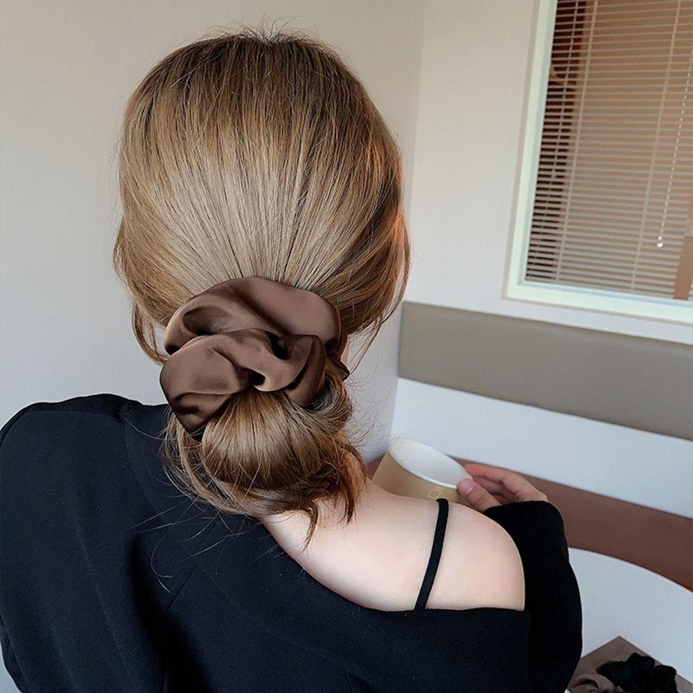 Dây Buộc Tóc Vải Satin 26Ede Màu Trơn Đơn Giản Cho Nữ