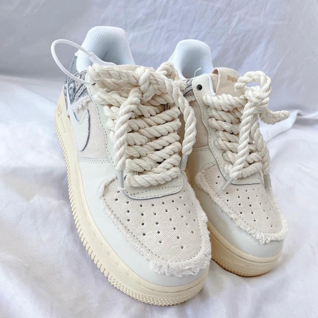 Giày AF1 Dây Thừng ,Giày AIR FORCE 1 Dây Thừng nam nữ Bản Mới màu kem thổ cẩm Hàng cao cấp đủ size nam nữ hot hit 2022