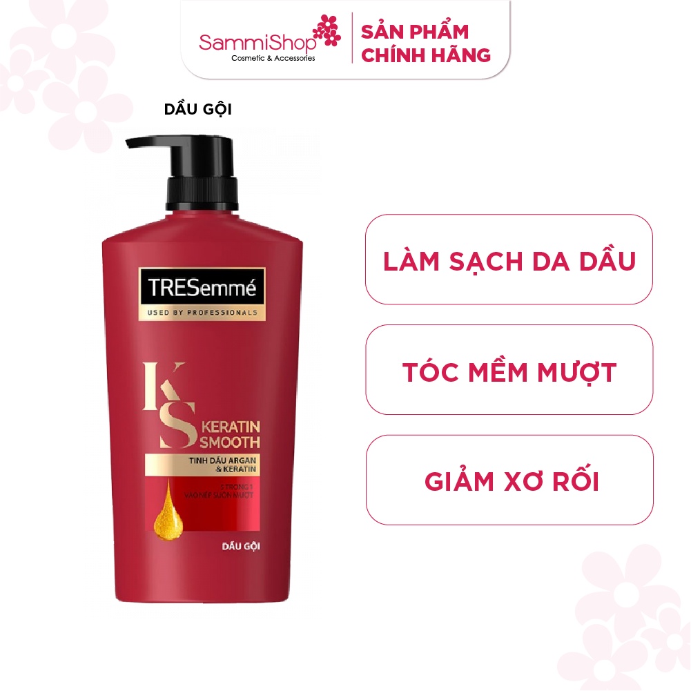 Dầu gội hoặc Dầu xả TRESEMME Keratin Smooth Tinh dầu Argan và Keratin vào nếp suôn mượt 620g