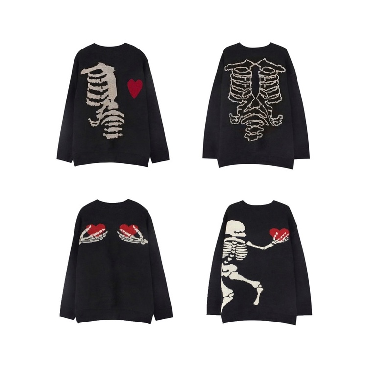 Áo len hoạ tiết Skeleton Heart form xuông