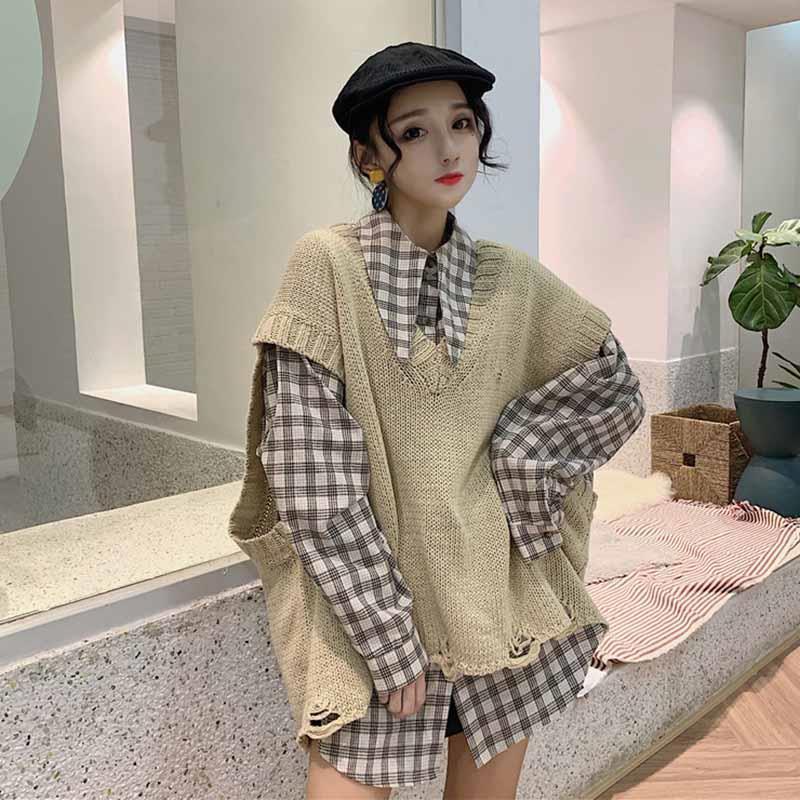 Áo Len Không Tay Thiết Kế Mới Thời Trang Mùa Xuân Thu Theo Phong Cách Hàn Quốc Cho