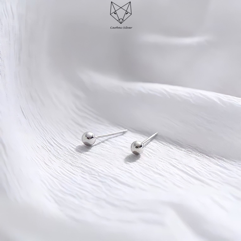 Combo Bộ 3 Đôi Bông Tai Nữ Bạc Ta CaoBac Silver Sao, Bi, Đá Phong Cách Unisex Cá Tính Đơn Giản