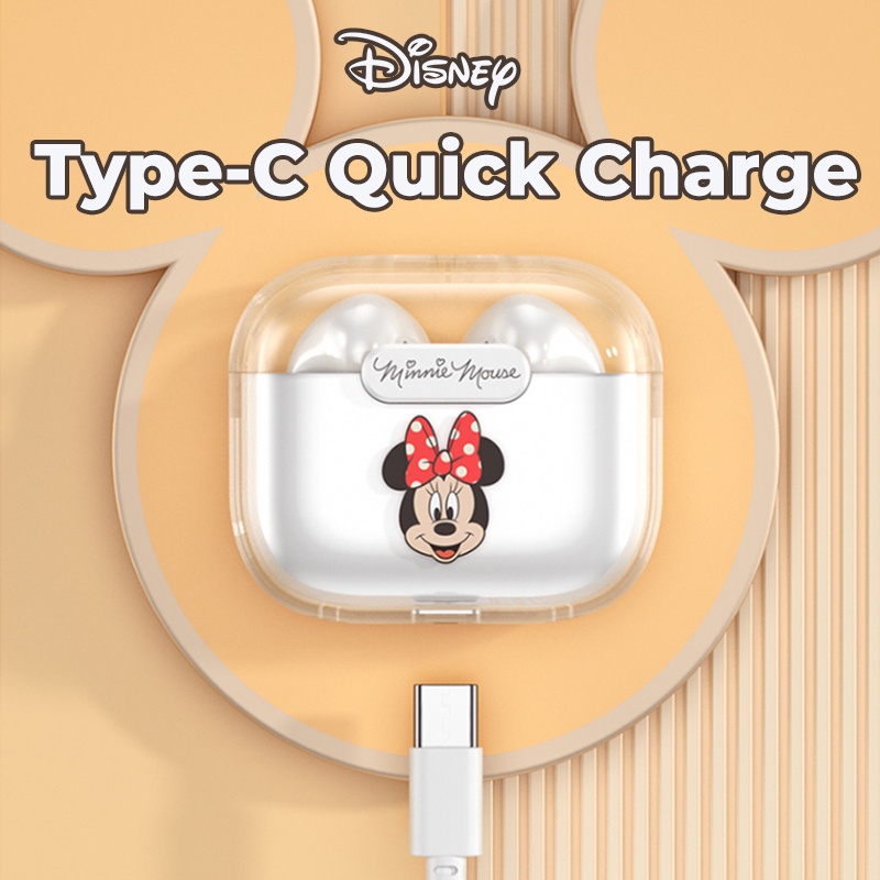 Disney TWS Tai nghe không dây Bluetooth 9d Điều Khiển Cảm Ứng Kèm Hộp Sạc