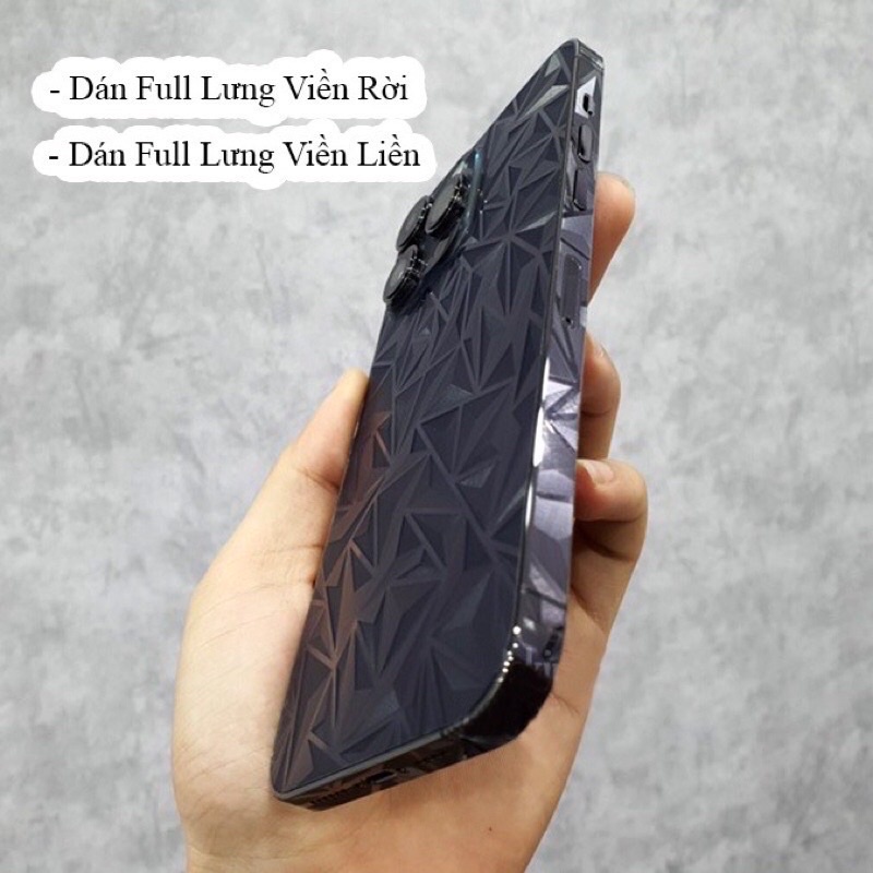 DÁN SKIN PPF MẶT SAU + DÁN VIỀN VÂN 4D 3D KIM CƯƠNG CHỐNG VA ĐẬP IPHONE 13 PROMAX 12 PROMAX 11 PROMAX 14 PROMAX