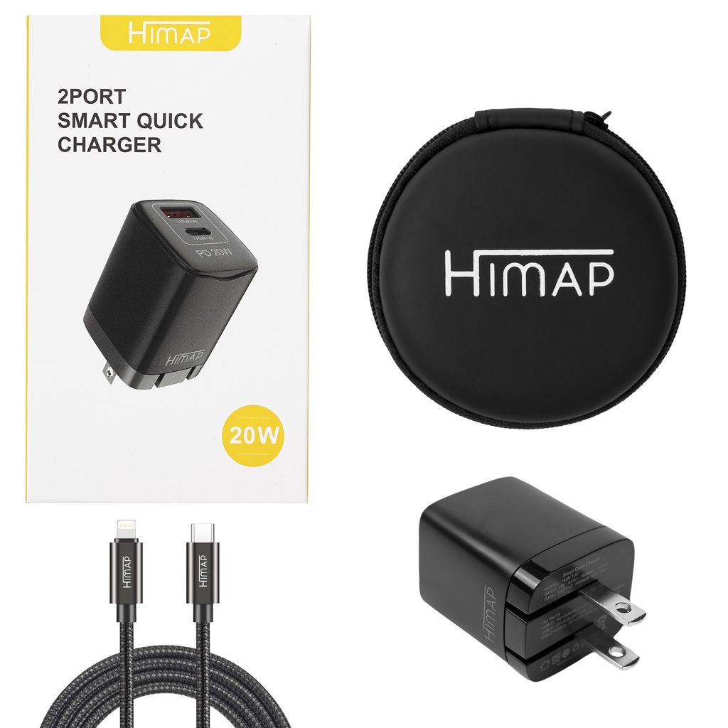 Sạc nhanh 20W HIMAP mini gồm Bao Da, Cáp sạc 1M, Amazon Quality 30 ngày dùng thử.