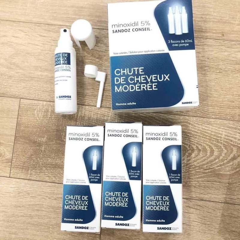 Xịt tóc minoxidil 5% sandoz conseil Pháp