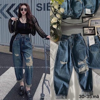 [Bigsize 58-88kg ] Quần Baggy Rách -Xanh Bụi Thời Trang - Che Khuyết Điểm - Ko Co Giãn  , Form Thoải Mái , Lưng Cao 3210