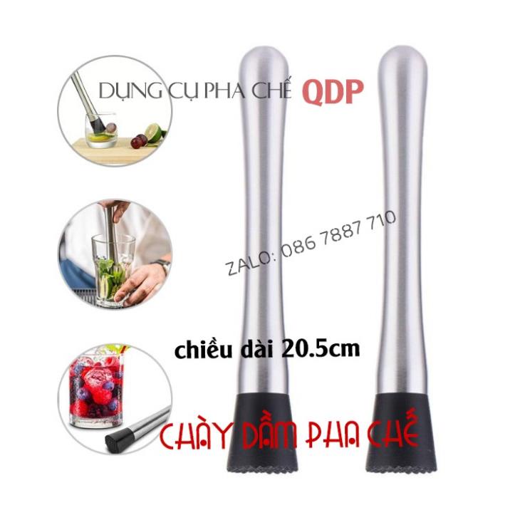 Chày bar dầm pha chế cocktail 20,5 cm chất liệu inox 304 không rỉ