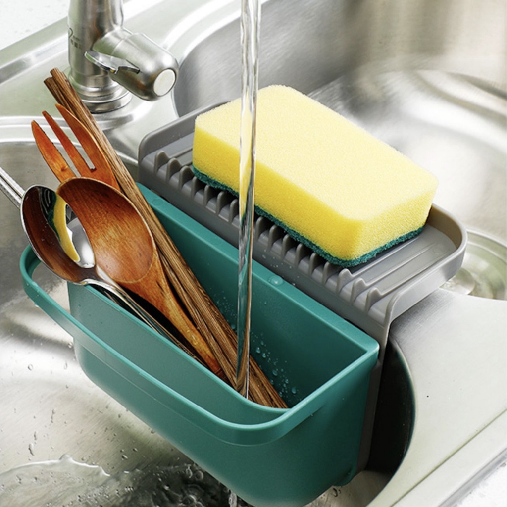 Rổ lọc thức ăn thừa có kệ đựng miếng rửa chén đa năng tiện lợi cho bồn rửa chén