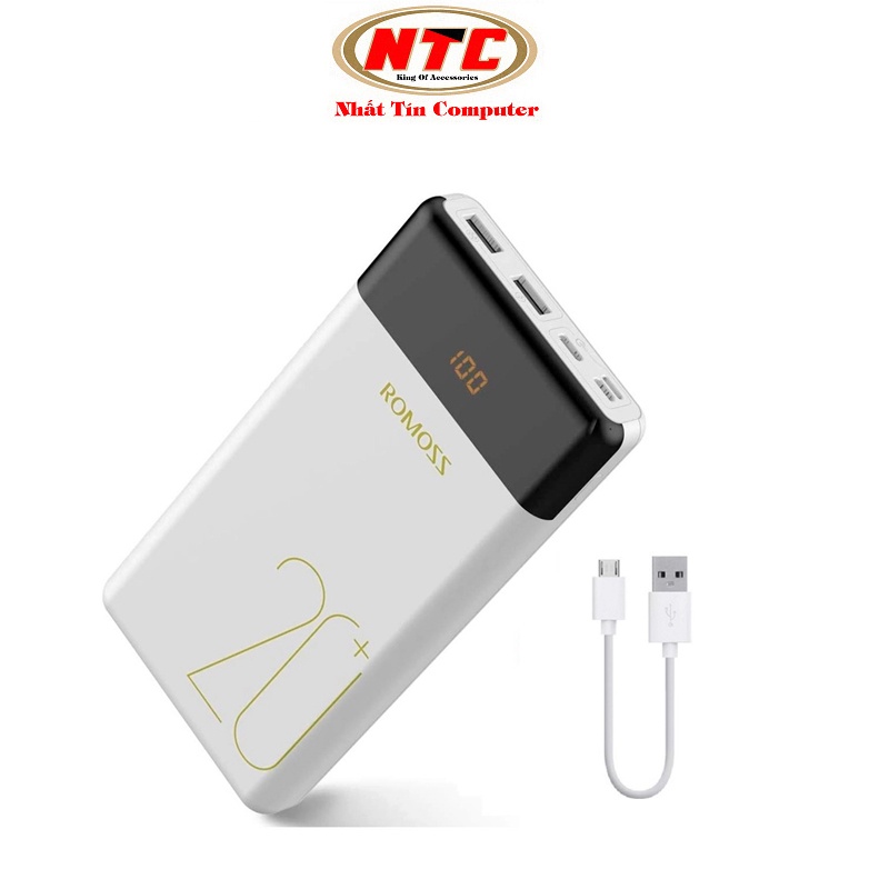Pin dự phòng sạc nhanh Romoss LT20 Pro dung lượng 20000mAh - hỗ trợ QC 18W và PD 18W (trắng)