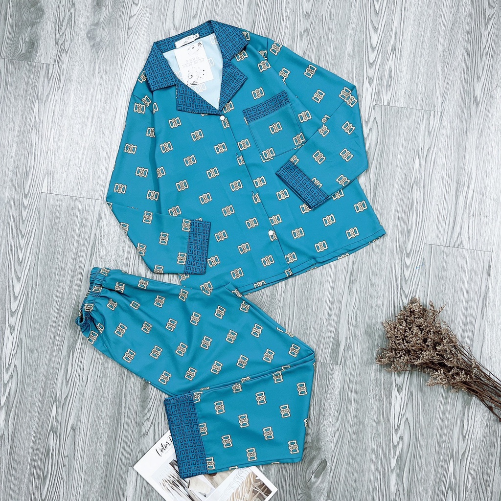 Đồ Bộ Pijama lụa thiết kế 3D dài dài