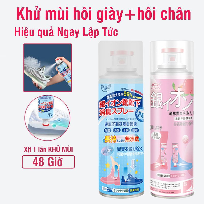Bình Xịt Khử Mùi Hôi Chân + Hôi Giày Nhật Bản -Hạn Chế MỒ HÔi CHÂN-Duyệt Khuẩn- Mát Lạnh- Hương Thêm Giữ Cực Kỳ Lâu Dài