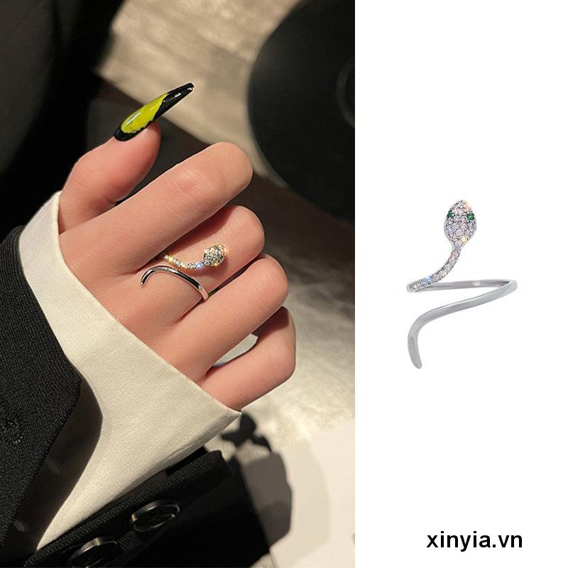 Nhẫn mở hình rắn đính đá zircon sang trọng thời trang đi tiệc cho phụ nữ