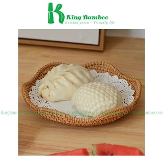 Đĩa mây thấp đựng hoa quả đồ ăn mây tre đan KING BAMBOO