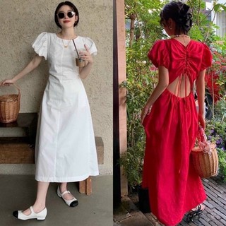 ĐẦM MIDI HỞ LƯNG TAY PHỒNG (KÈM VIDEO HÌNH THẬT)