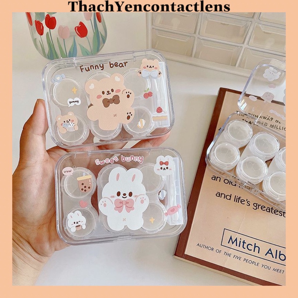 KHAY ĐỰNG 3 LENS KÍNH ÁP TRÒNG GẤU & THỎ CUTE TIỆN LỢI DỄ SỬ DỤNG