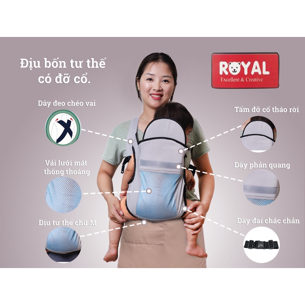 Địu 4 Tư Thế Royal⚡️FREE SHIP⚡️Địu 4 Tư Thế Cho Bé