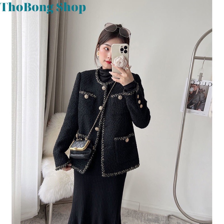 Áo Dạ Nữ Tweed Hàng Siêu Cấp Quảng Châu Chất Liệu Nỉ Dạ Phong Cách Trẻ Trung