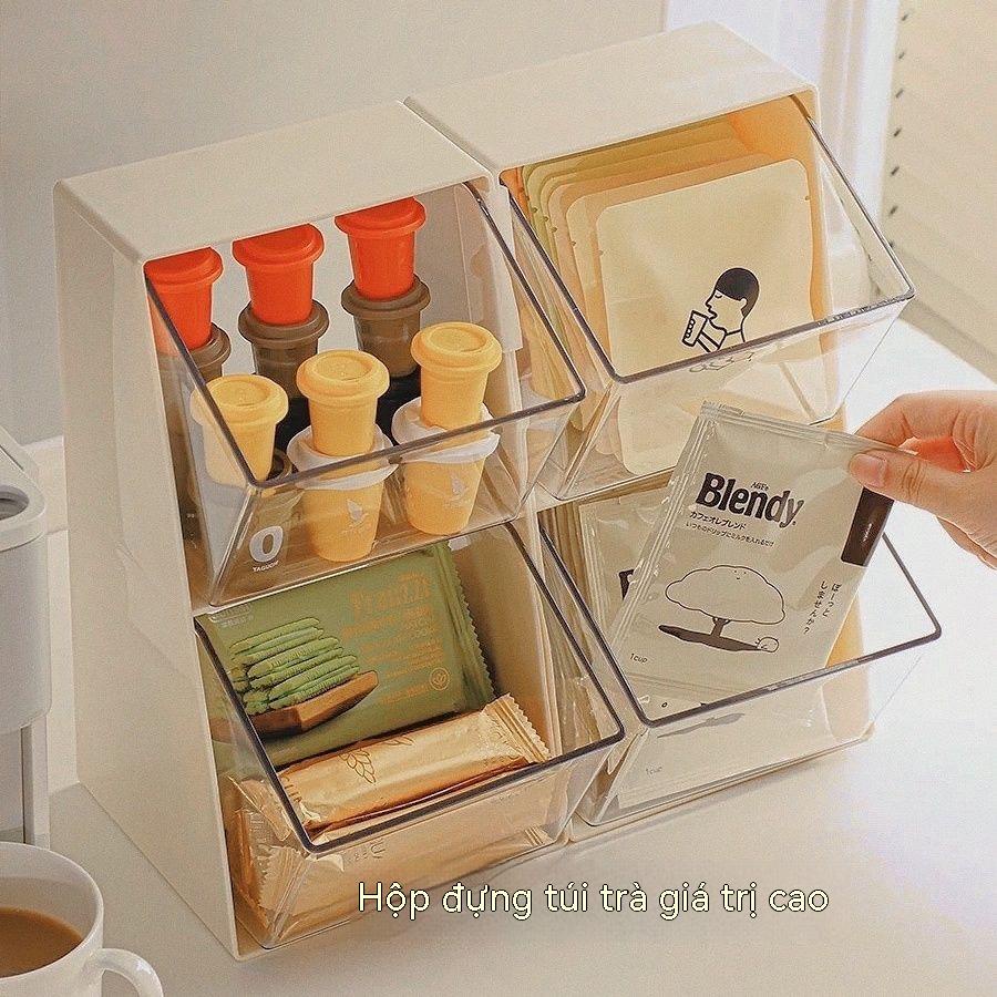 Hộp để túi trà , đồ ăn vặt, để đồ văn phòng phẩm dạng ngăn kéo đa năng