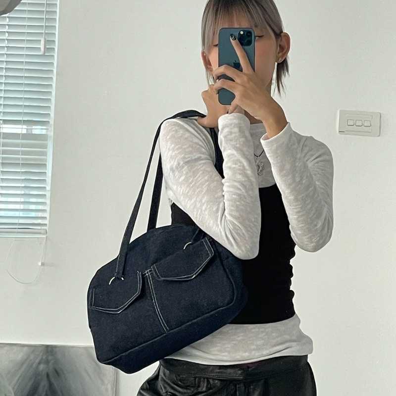 BRUNCH BAG - Túi đeo vai denim dáng hộp basic dễ phối