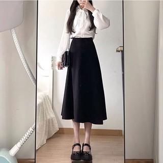 Chân váy dài xòe cạp cao
