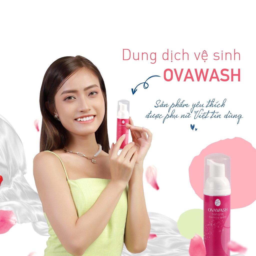 Dung dịch vệ sinh phụ nữ tạo bọt Ovawash ngăn ngừa và giảm nguy cơ viêm nhiễm vùng kín dung tích 60ml TM-OV-WASH