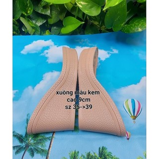 đế xuồng cao cấp màu kem & đen cao 9cm