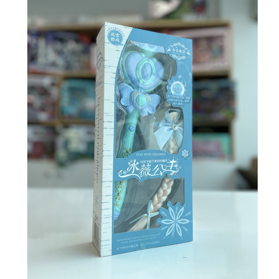 Đồ chơi phụ kiện công chúa elsa, gậy phép thuật và bím tóc có đèn và nhạc