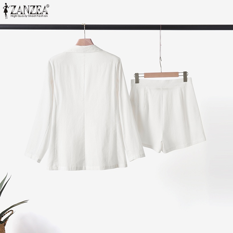 Set đồ ZANZEA gồm áo khoác Blazer cổ bẻ dài tay + quần short thời trang nữ