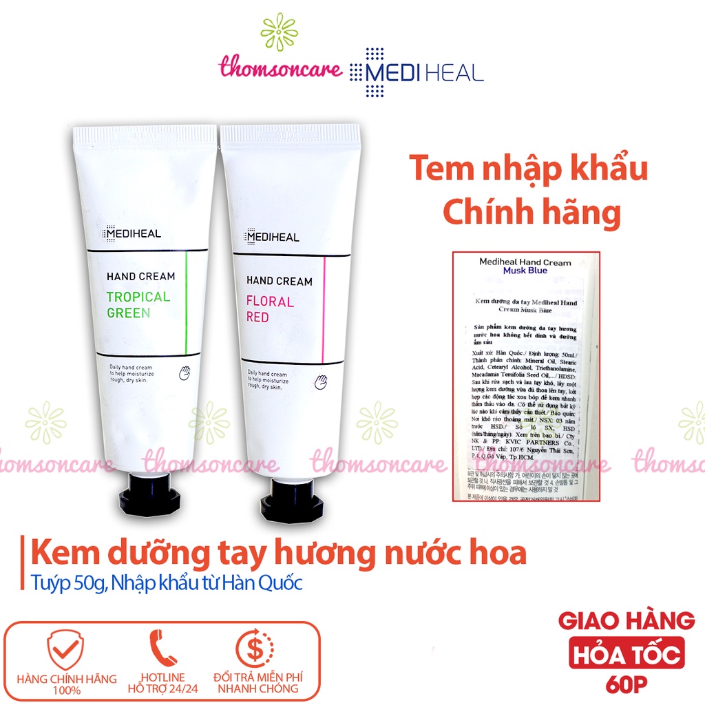 Kem dưỡng tay Mediheal Hand cream 50ml hương nước hoa, giúp da mềm mịn, hương thơm gợi cảm