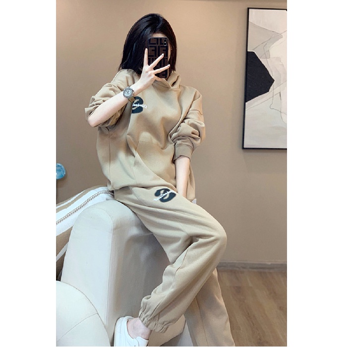 Bộ Đồ Thể Thao Áo Sweater Dáng Rộng Phối Quần Dài Kiểu Retro Mỹ Thời Trang Mùa Thu Cho Nữ