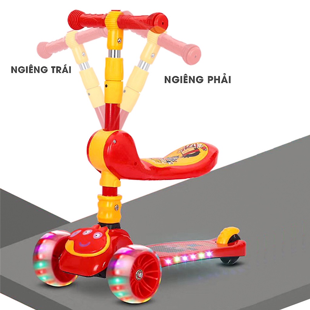 Xe trượt Scooter, Xe chòi chân có nhạc và đèn cho bé, kích thích khả năng vận động cho bé