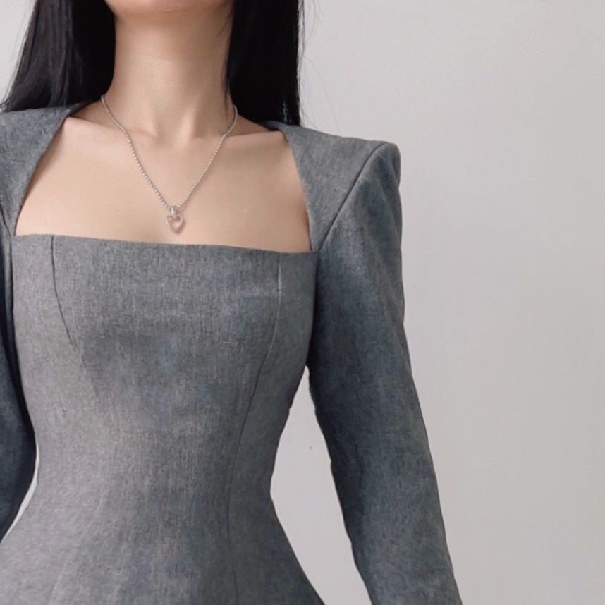 Đầm dáng xòe tay dài thu đông Emilyshop (T)