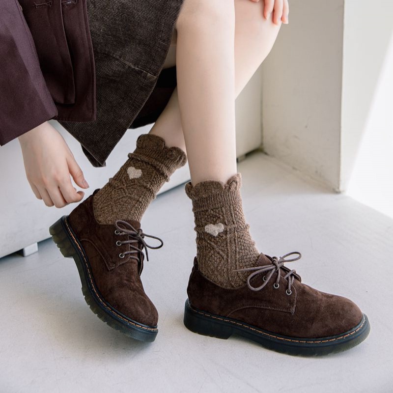 Tất Bắp Chân Hàn Quốc Dễ Phối Đồ / Vớ Dày Dặn Ấm Áp Họa Tiết Gấu Cherry Dễ Thương Thời Trang Thu Đông Cho Nữ