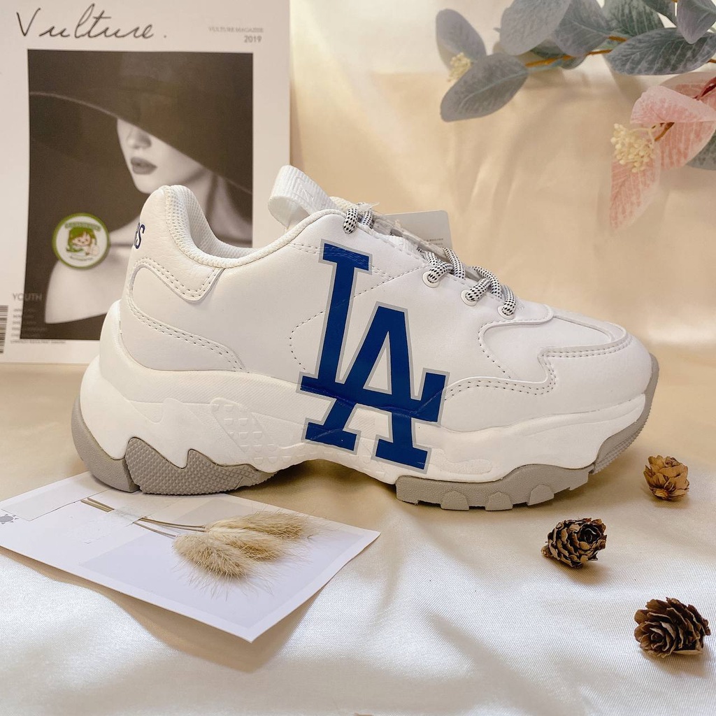 Siêu Phẩm Giày Thể Thảo Sneaker MLB LA Xanh Trắng Đế Tách Lớp SIêu Xinh Cao Cấp Ảnh Thật