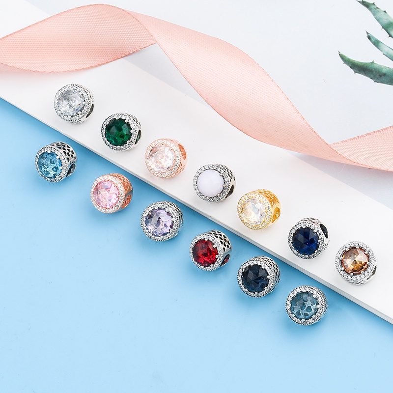 PANDORA Hạt Charm Mạ Bạc 925 Hình Hoa Tuyết Lấp Lánh Tự Làm Trang Sức Thời Trang