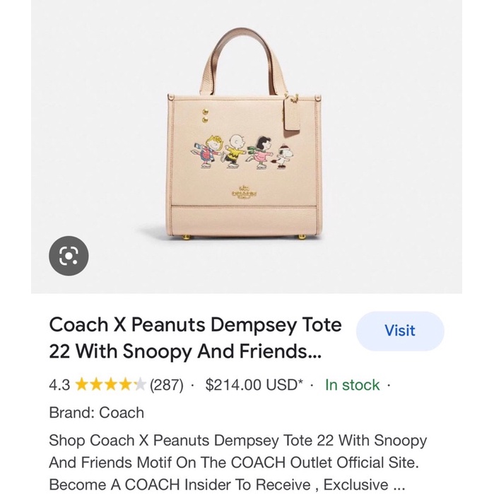 Túi xách xuất khẩu Coach X peanuts