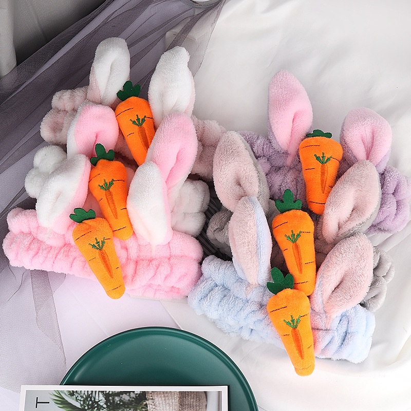 Băng đô tuban cà rốt tai thỏ xinh xắn , bờm tuban rửa mặt siêu đáng yêu