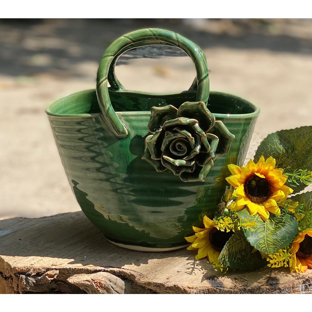 Bình Hoa Làn Cắm Hoa B13 Lọ Hoa Gốm Sứ Bát Tràng - Gốm Sứ NHÀ XINH