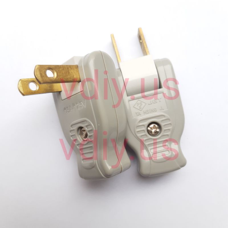 Phích cắm điện chân dẹt gật gù 90 độ xuất nhật loại 1, chịu tải 100V - 1500W / 220V