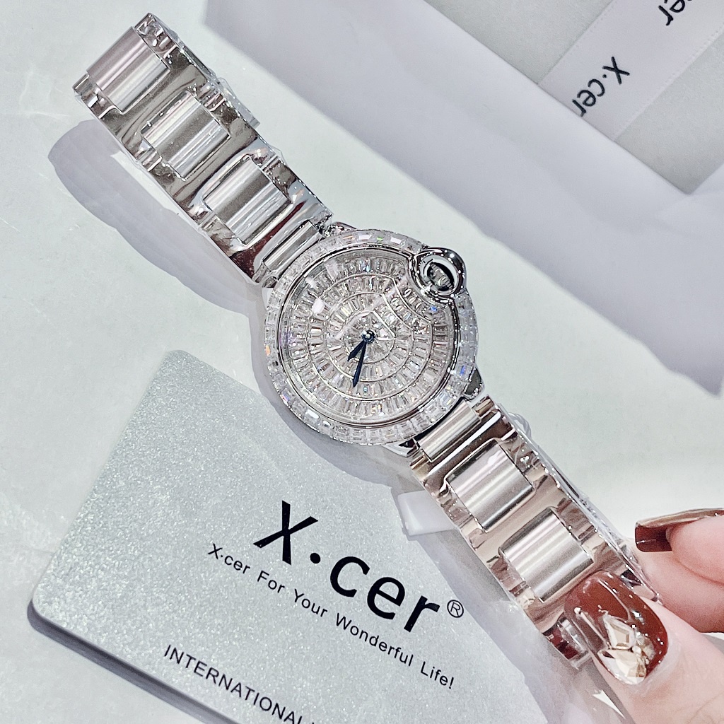 Đồng Hồ Nữ X-cer B0605 Mặt Đính Đá Silver 36mm
